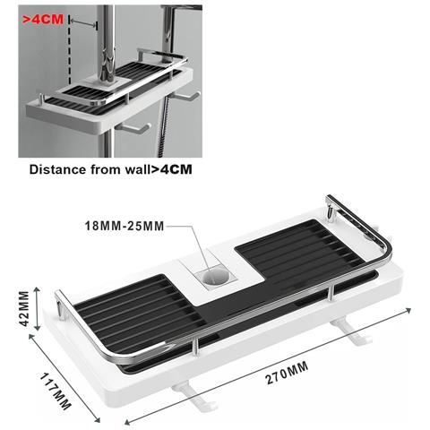 Goopool Mensola Doccia Senza Foratura Con Ganci 27x11 Cm Bianca - Foto 2