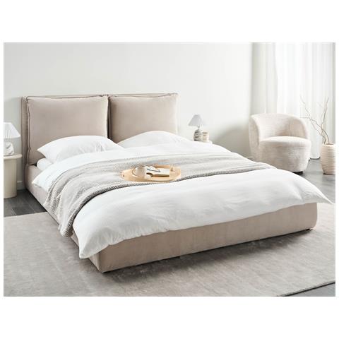 Letto Velluto Bajonna 160 X 200 Cm Tortora - Foto 1