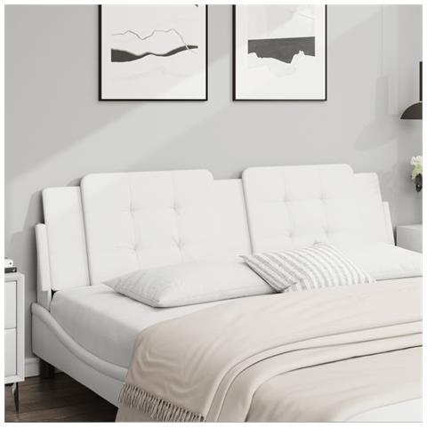 Cuscino Testiera Bianco 183 cm in Similpelle - Foto 2
