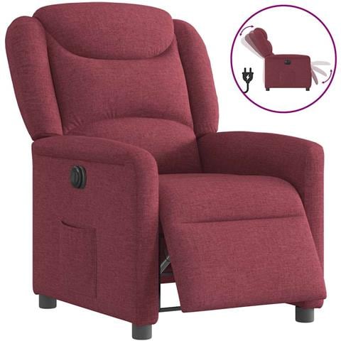 Poltrona Elettrica Reclinabile Rosso Vino in Tessuto - Foto 1