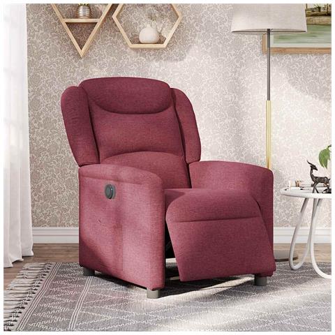 Poltrona Elettrica Reclinabile Rosso Vino in Tessuto - Foto 2