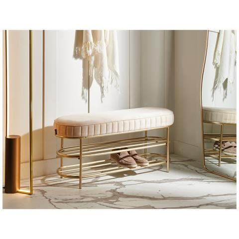 Panca Con Contenitore Per Scarpe Vergas Velluto Beige - Foto 1
