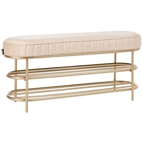 Panca Con Contenitore Per Scarpe Vergas Velluto Beige - Foto 2