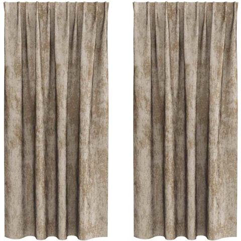 Tenda con tende 2 pcs Champagne 175 x 140 cm Velluto - Foto 1