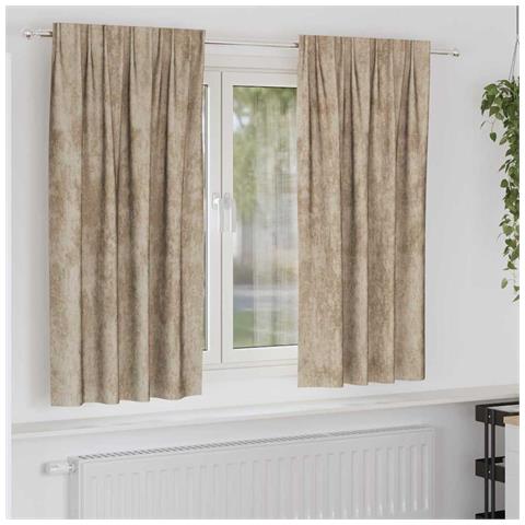 Tenda con tende 2 pcs Champagne 175 x 140 cm Velluto - Foto 2