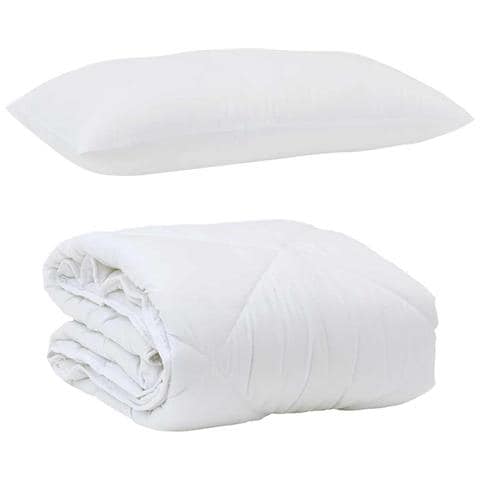 Duvet Estivo con Cuscino 2 pcs Bianco 155 x 220 cm Microfibra - Foto 1