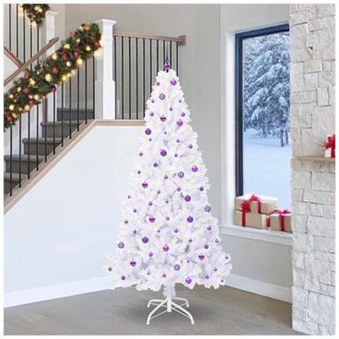 Albero di Natale artificiale Bianco 240 cm PVC e Acciaio - Foto 2