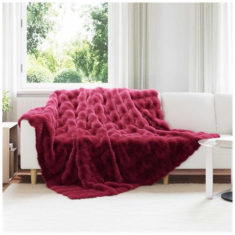Coperta in Pelliccia di Coniglio Finta 4 pcs Rosso Bordeaux - Foto 2