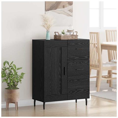 Credenza con cassetto Rovere Nero 69,5 x 34 x 90 cm - Foto 2