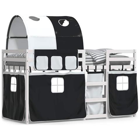 Letto a Castello senza Materasso Bianco e Nero 90x200cm in Pino - Foto 1