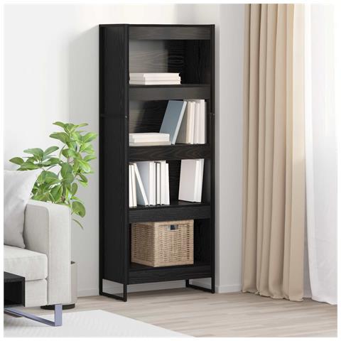 Armadio per Libri Rovere Nero 80 x 30 x 155 cm - Foto 2