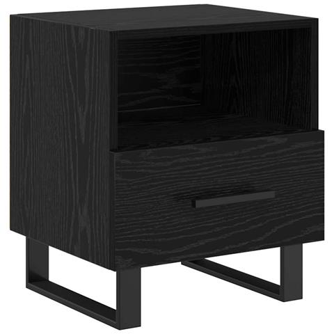 Armadio da Notte con cassetto Rovere nero 40 x 35 x 47,5 cm - Foto 1