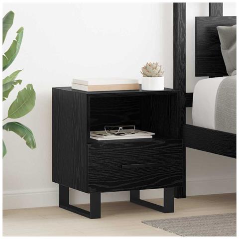 Armadio da Notte con cassetto Rovere nero 40 x 35 x 47,5 cm - Foto 2