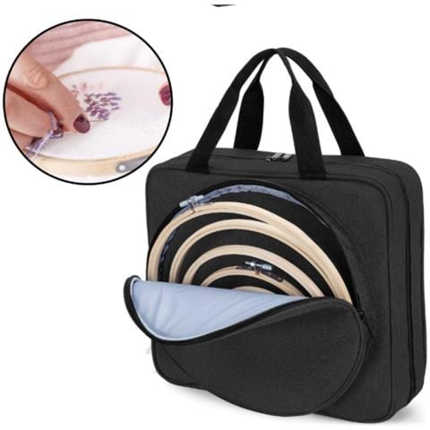 Borsa Portaoggetti Per Ricamo /cucito Di Grande Capacità - Organizer Portatile Black - Foto 5