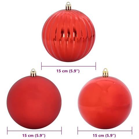 Set di Palle di Natale 9 pcs Rosso Plastica - Foto 5