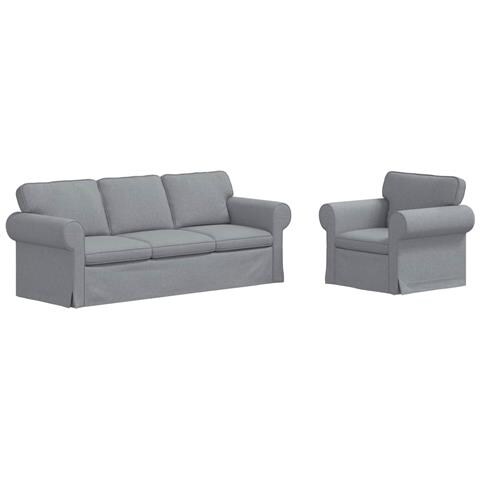Divano 2 pcs Grigio chiaro 215 x 82 x 80 cm Tessuto - Foto 1