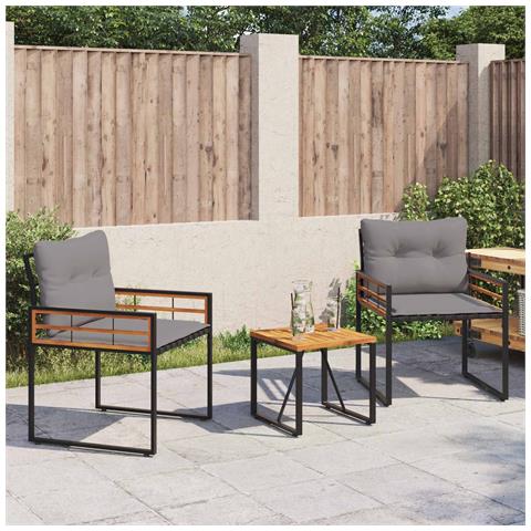 Set di Mobili da Esterno con cuscino 3 pcs Grigio chiaro - Foto 2
