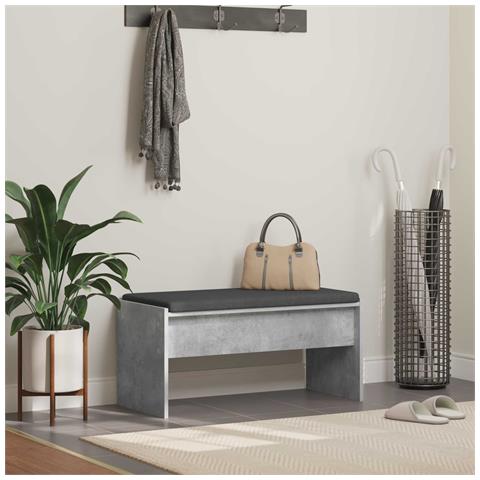 Panca per ingresso con cuscino Grigio cemento 83 x 38 x 40 cm - Foto 2