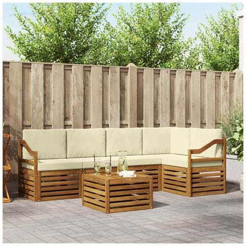 Set divani 6 pcs Naturale e Crema Legno di Acacia Massello - Foto 2