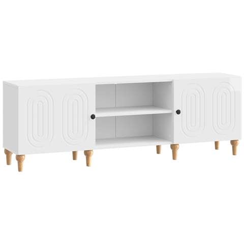 Mobile TV Bianco Lucido 150 x 31 x 50 cm Legno ingegnerizzato - Foto 1