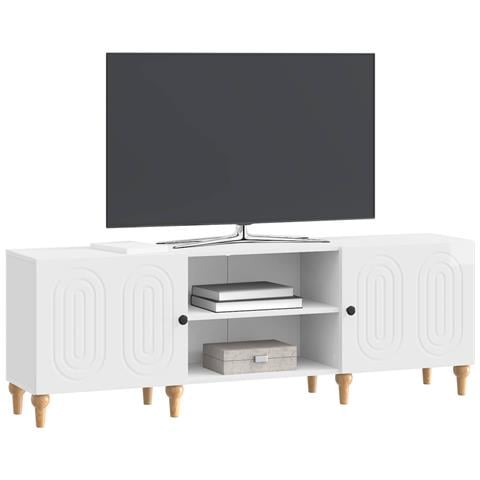 Mobile TV Bianco Lucido 150 x 31 x 50 cm Legno ingegnerizzato - Foto 2