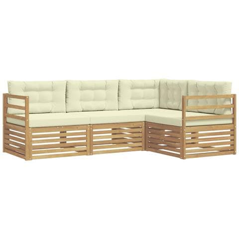 Set di divani da esterno 4 pcs Bianco e Crema - Foto 1