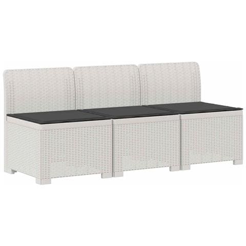Divano da giardino 3 posti con cuscini in look rattan PP Bianco - Foto 1