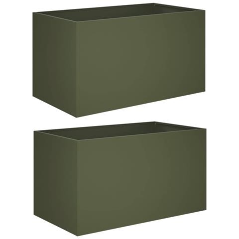Vaso da giardino 2 pz Verde Oliva 100 x 50 x 50 cm - Foto 1