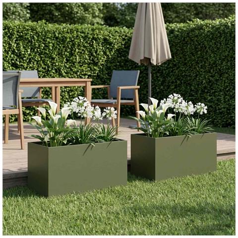 Vaso da giardino 2 pz Verde Oliva 100 x 50 x 50 cm - Foto 2