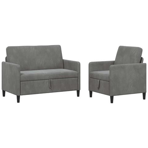 Set di Divani con Storage 2 pz Grigio Scuro Poliestere - Foto 1