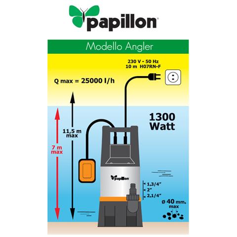Elettropompa Sommergibile Acciaio Inox Per Acque Sporche 1300 Watt - Foto 2