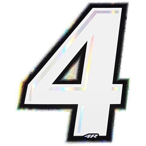 Numero 4 Adesivo Slim Olografico Bianco, 10 x 6,5 cm - Foto 1