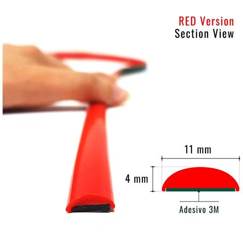 Profilo Adesivo Racing per Auto, Rosso, Rotolo 2,5 mt - Foto 5