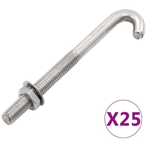 Bulloni Di Ancoraggio A J / dado E Rondella M8x120 Mm 25 Set - Foto 1