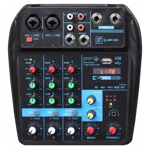 Mixer Q Mini Usb - Mixer Audio A 4 Canali Con Player Usb / bluetooth - Foto 2