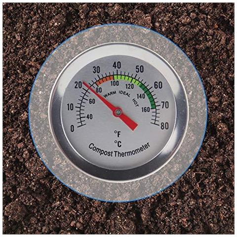 Compost Termometro - In Acciaio Inox Quadrante Termometro Per La Casa E Backyard Compostaggio - 50 Mm Diametro C F Dial 295 Millimetri Sonda Di Temperatura - Foto 4