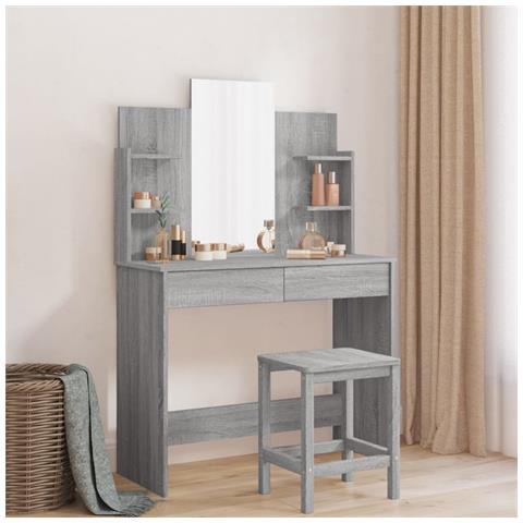 Toeletta Con Specchio Grigio Sonoma 96x39x142 Cm - Foto 12