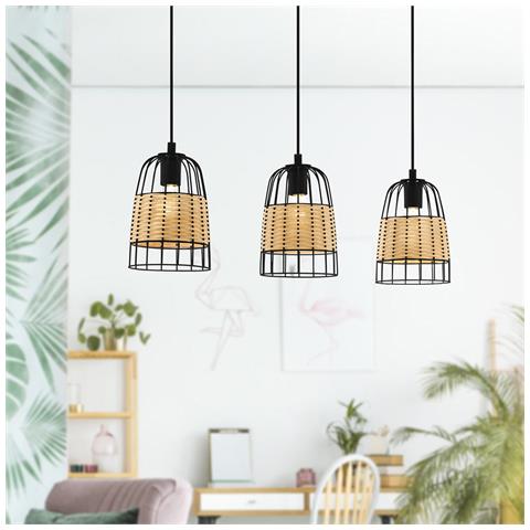 Lampadario Industrial Anwick 3 Luci Metallo Nero - Foto 2