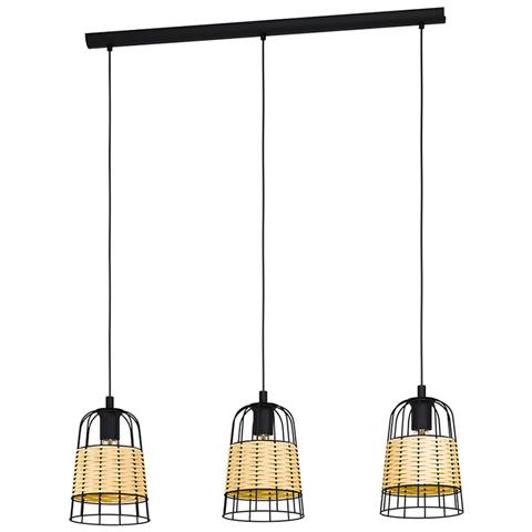 Lampadario Industrial Anwick 3 Luci Metallo Nero - Foto 1