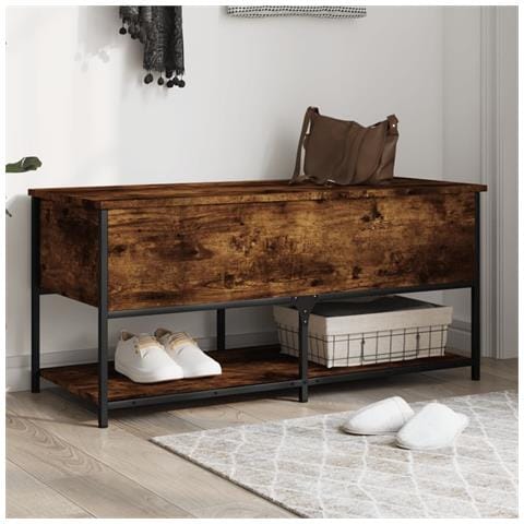 Panca Portaoggetti Rovere Fumo 100x42,5x47 Cm Legno Multistrato - Foto 1