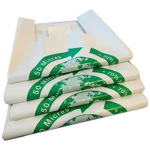 Shopping Bag Bianco Biodegradabile 50 X 60 Cm (100 Unità) - Foto 1
