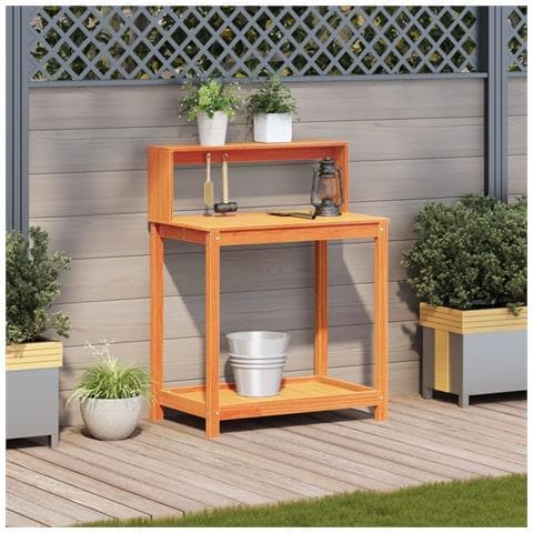 Tavolo Invaso Con Ripiani Marrone 82,5x50x109,5cm Massello Pino - Foto 3