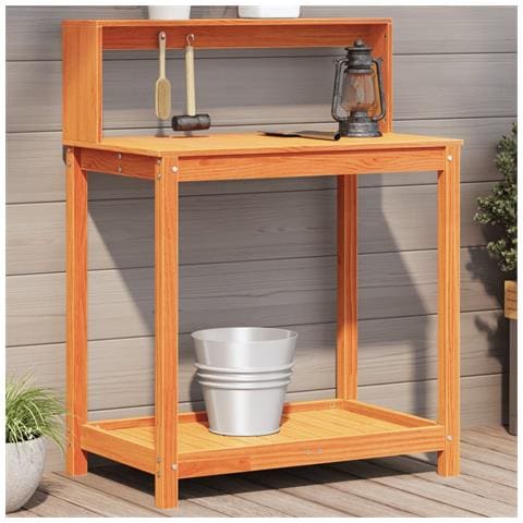 Tavolo Portapiante In Legno Massello Con Ripiani - Per Giardino, Terrazza O Casa