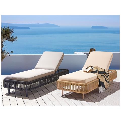 Lettino Da Giardino Rattan Beige Osini - Foto 1