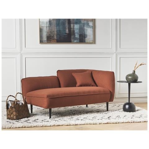 Chaise Longue Versione Destra Chevannes Bouclé Rosso Scuro - Foto 9