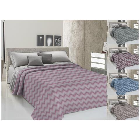 Copriletto Piquet Primavera Estate 100% Cotone Disegno 7672 Zig Zag Singolo Rosa - Foto 2