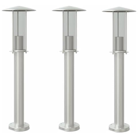 Lampade Da Terra Per Esterni 3 Pz Argento 60 Cm In Acciaio Inox - Foto 2