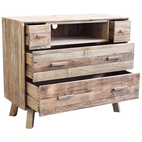 Cassettiera Con 4 Cassetti E 1 Ripiano In Legno Di Pino 110x48xh92 Cm Mandela - Foto 2