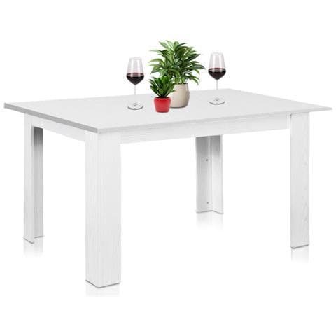 Tavolo Allungabile Cucina Sala Pranzo Da 90 A 120cm Bianco Frassinato Estensibile - Foto 1