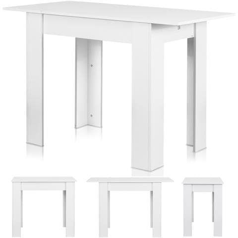 Tavolo Allungabile Cucina Sala Pranzo Da 90 A 120cm Bianco Frassinato Estensibile - Foto 5